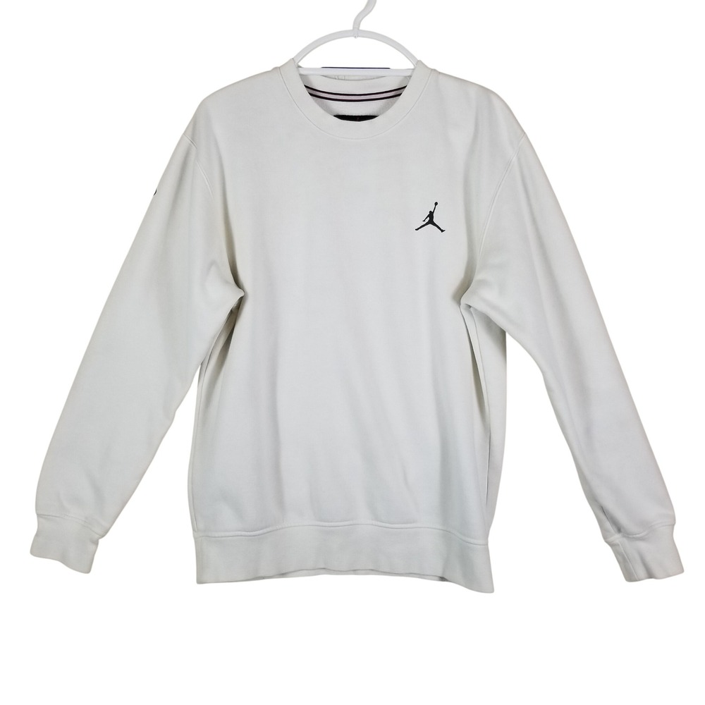 Jordan Brand Sweatshirt Mens Small White‎ Jumpman Graphic Fleece Pullover